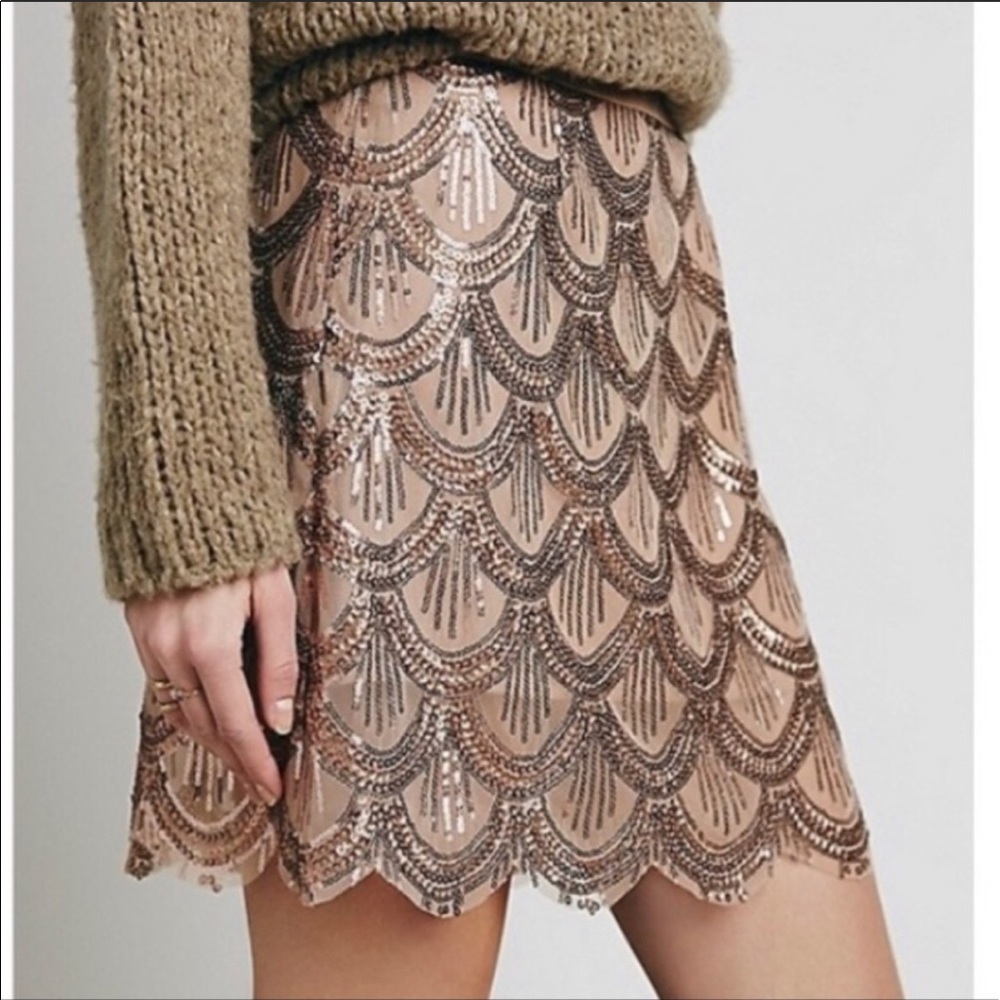 Free People | Rose Gold Miniskirt